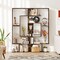 Costway 7-Tier Bookshelf Geometric Bookcase with 2 Anti-Tipping Kits Rustic Brown/White